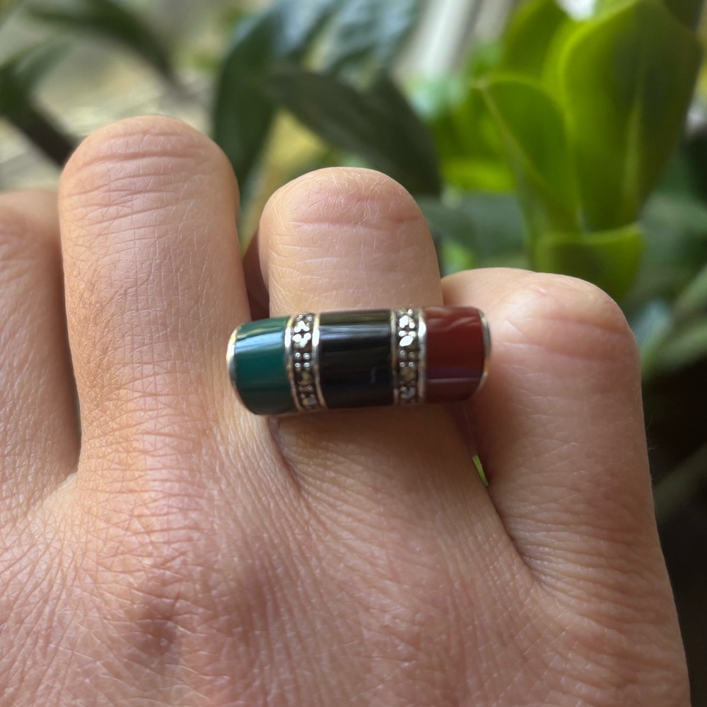 Sterling Multi-stone Saddle Ring
